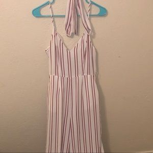 Red and white striped jumpsuit